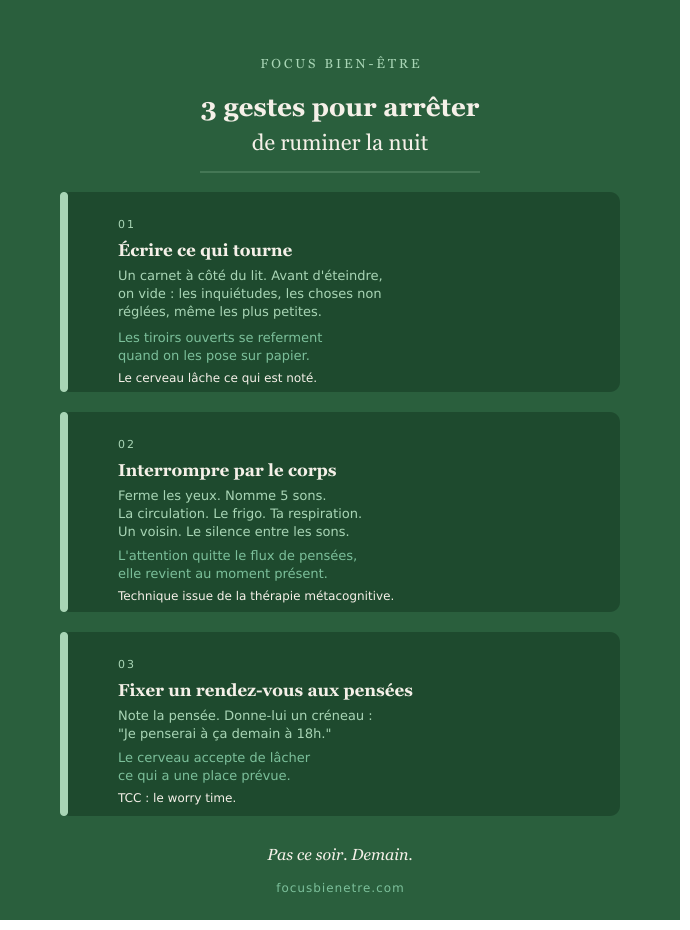 3 gestes concrets - rumination mentale comment s'en sortir
