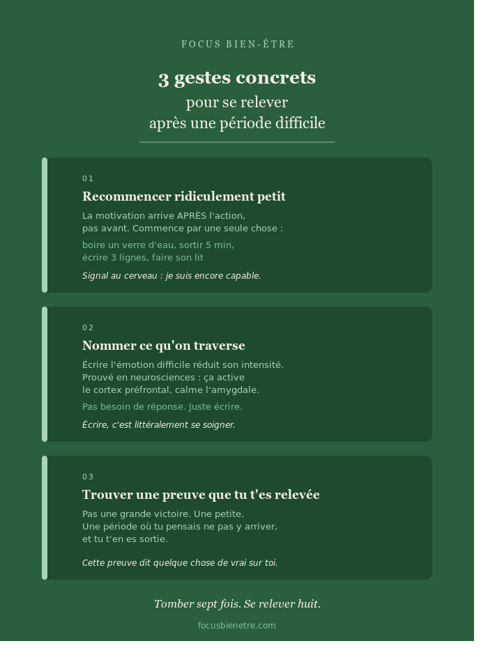 se relever après une période difficile - les 3 gestes concrets
